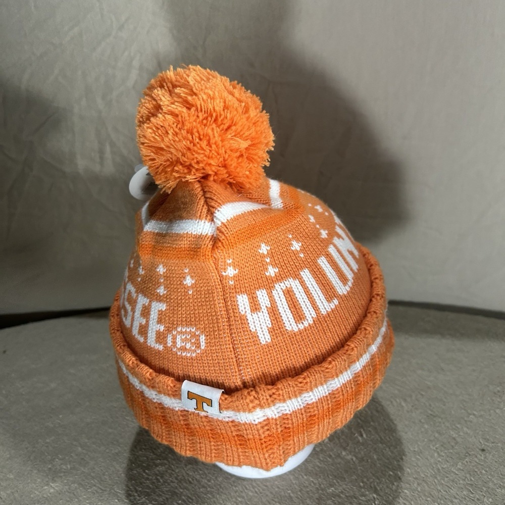 Tennessee Volunteers "Top of the World" Knit Pom Beanie – Orange & White NWT - Picture 5 of 7